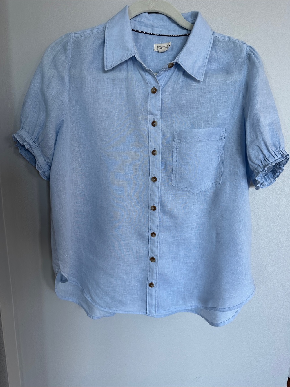 Pilcro Aly 100% Linen Puff Sleeve Blouse - Picture 5 of 9